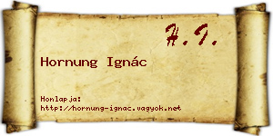 Hornung Ignác névjegykártya